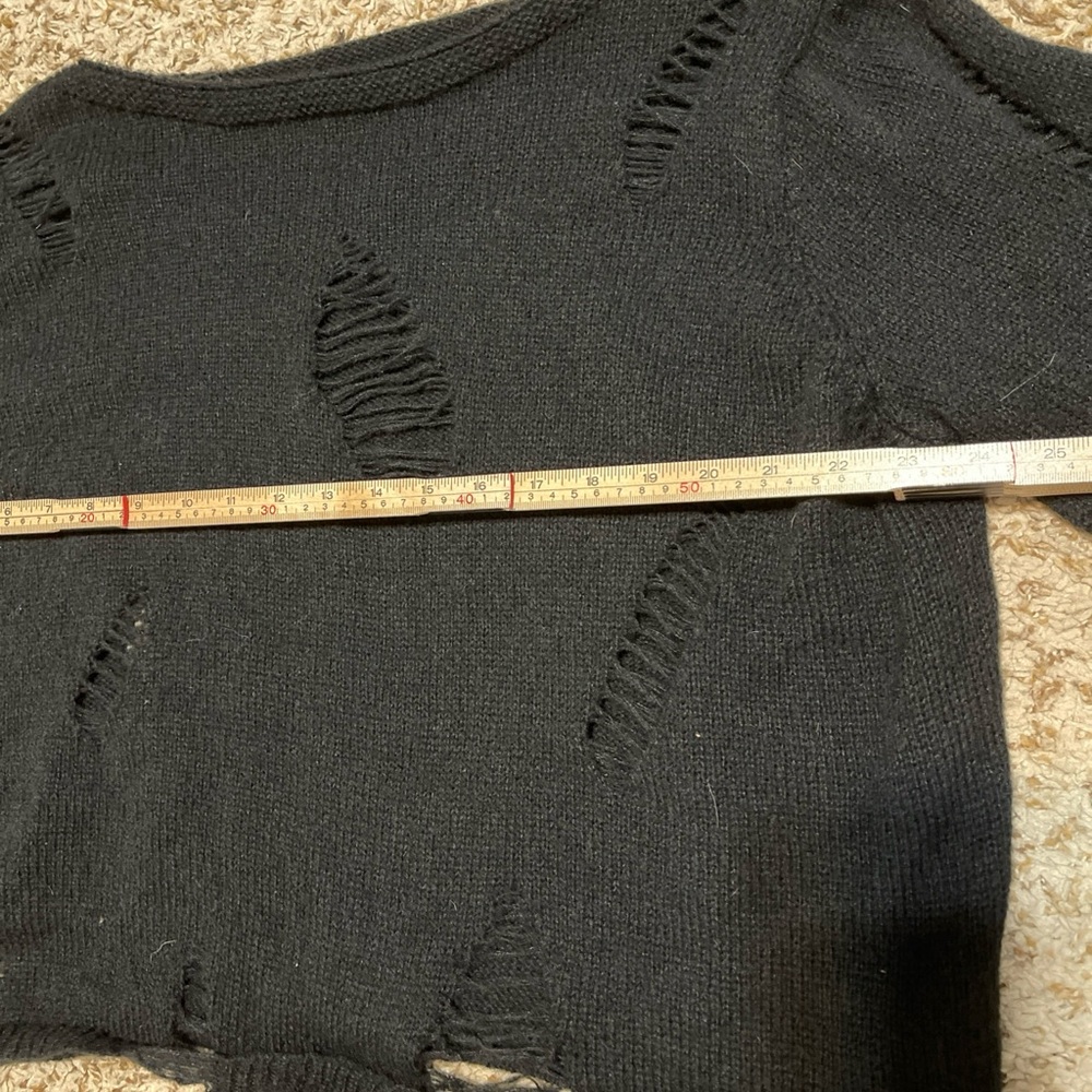 Romwe Black Fairy Distressed Sweater Shredded Open Knit Grunge Sheer Goth XL - Picture 7 of 8